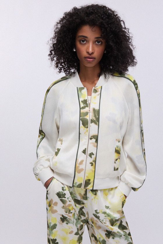 JAQUETA BOMBER REVERSÍVEL FLORAL